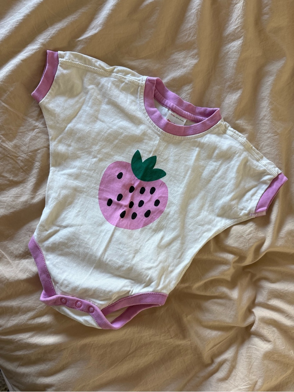 Hanna Andersson White & Pink Strawberry Ringer Bodysuit
